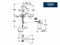 MEDIDAS MONOMANDO COCINA PURE MINTA GROHE BLUE